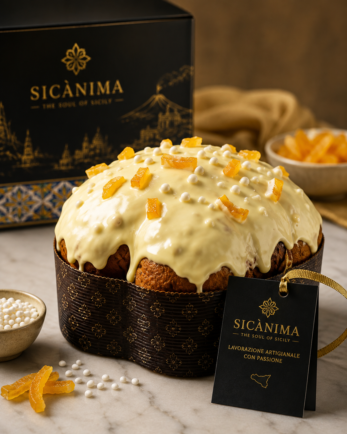 Panettone siciliano classico con scorze d’arancia